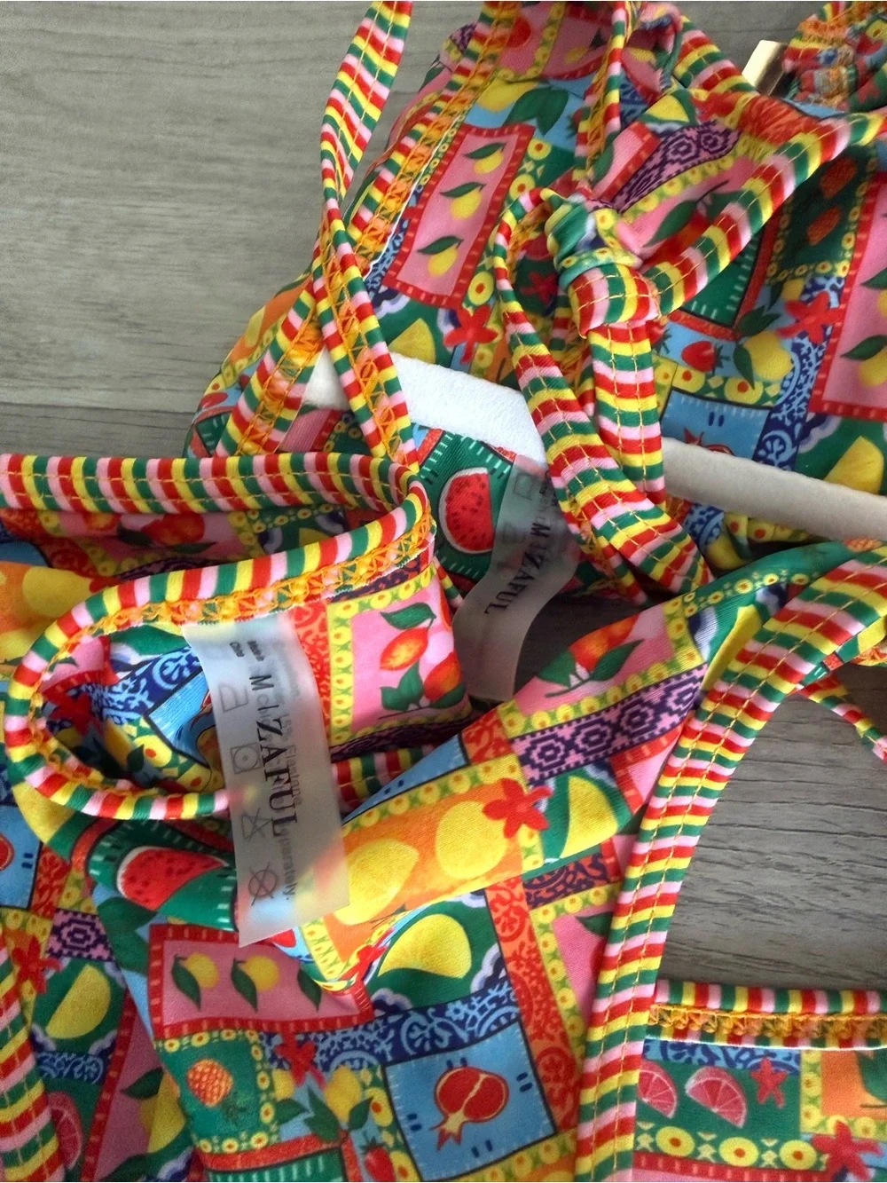 ❤️ NWOT Fruit Print Bandeau Bikini Set - Yellow Pink Blue Green